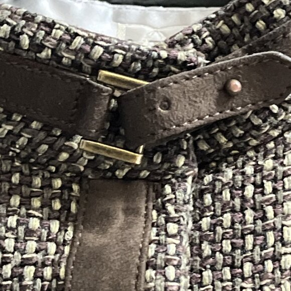 Doncaster Jacket Womans 10 Brown Woven Silk Tweed Blazer Cropped  Dark Academia - Picture 6 of 13